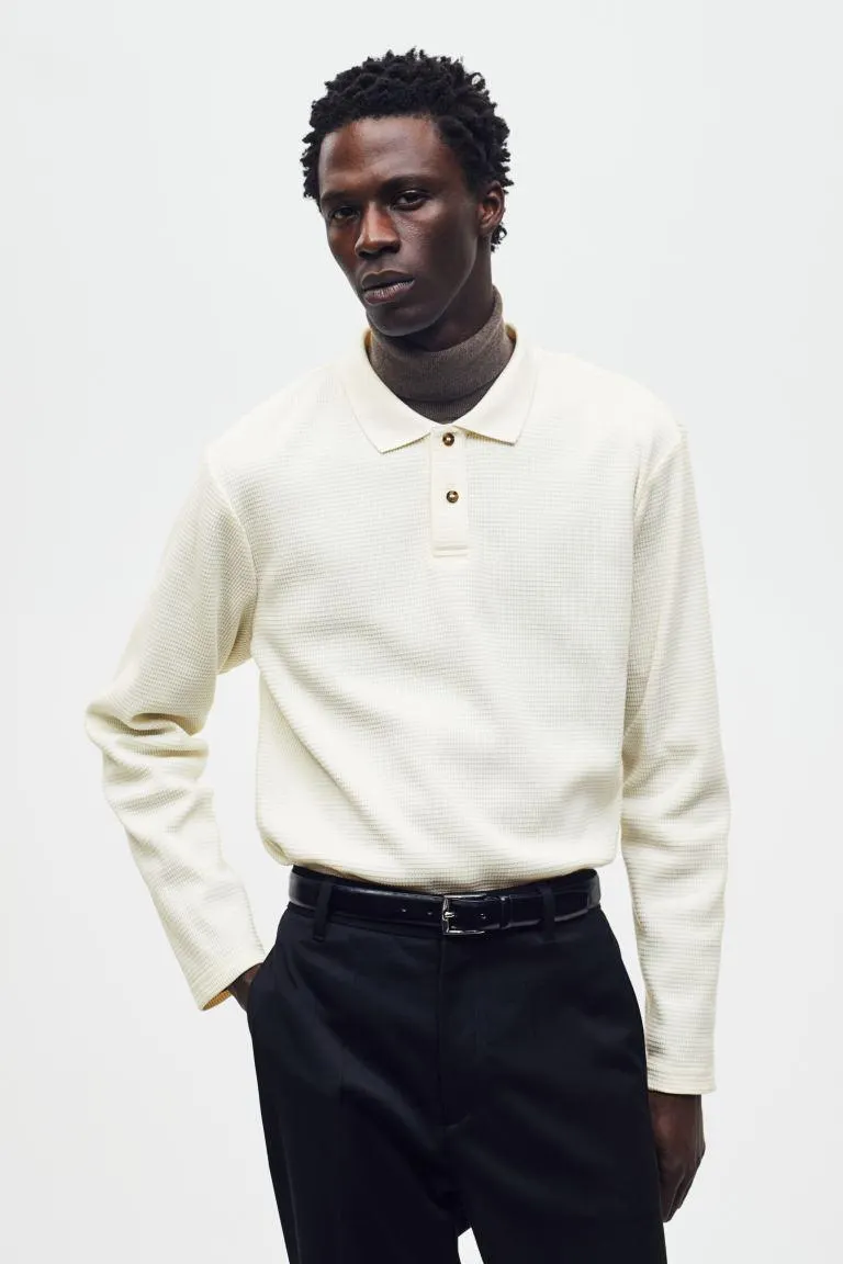 Slim Fit Waffled polo shirt