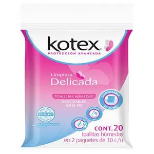 TOALLITAS HUMEDAS KOTEX LIMPIEZA DELICADA 20 PZA.