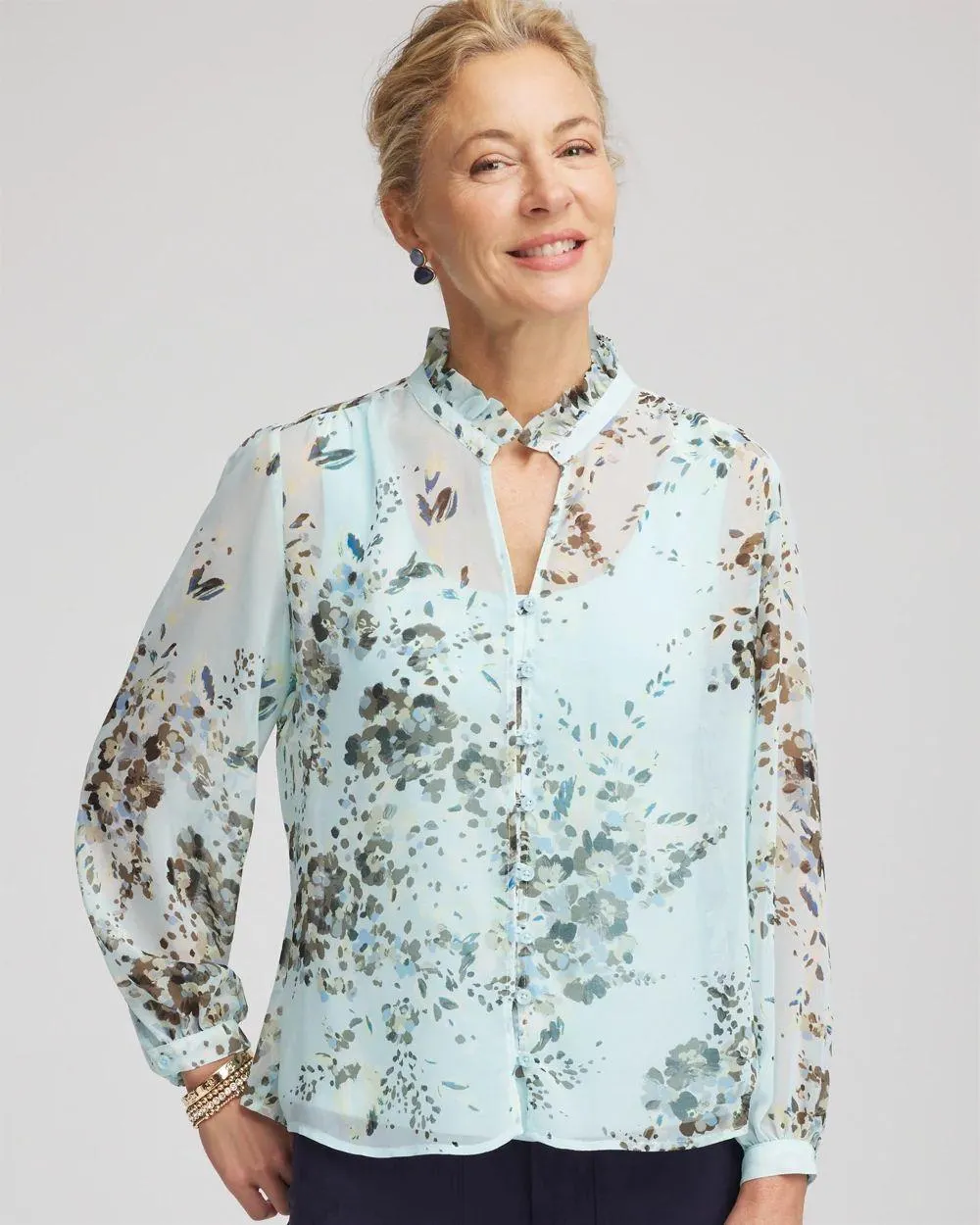Floral Georgette Peasant Blouse