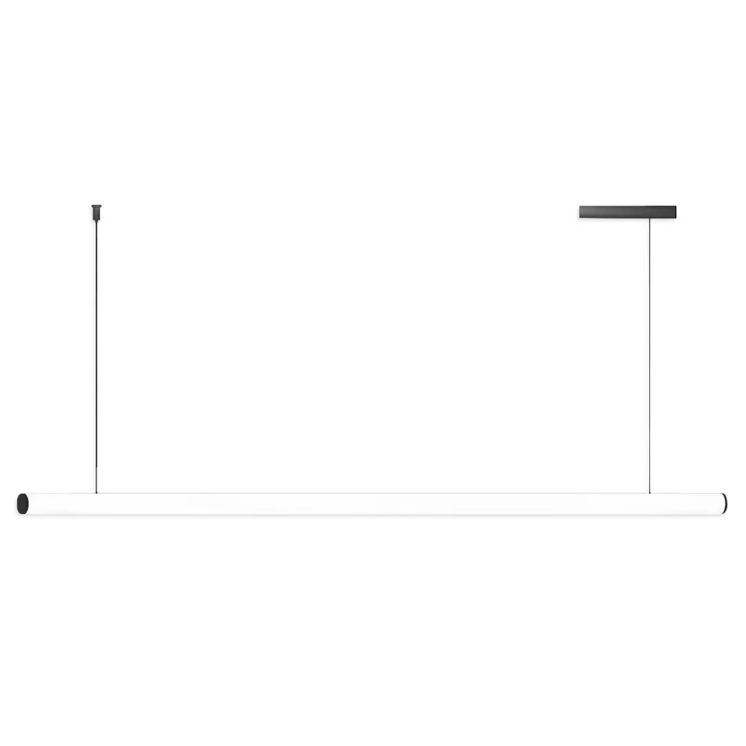 Lámpara colgante lineal tipo cilindro en acabado negro de aluminio y acrílico, 24W, NW 4000K, Atenuable, Cable de 3m