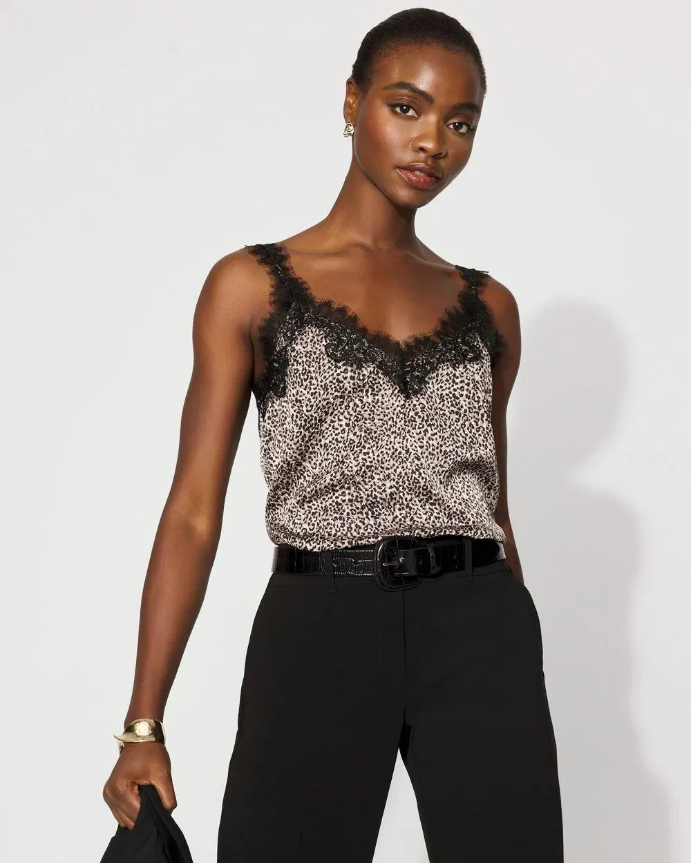 Lace Trimmed Satin Camisole