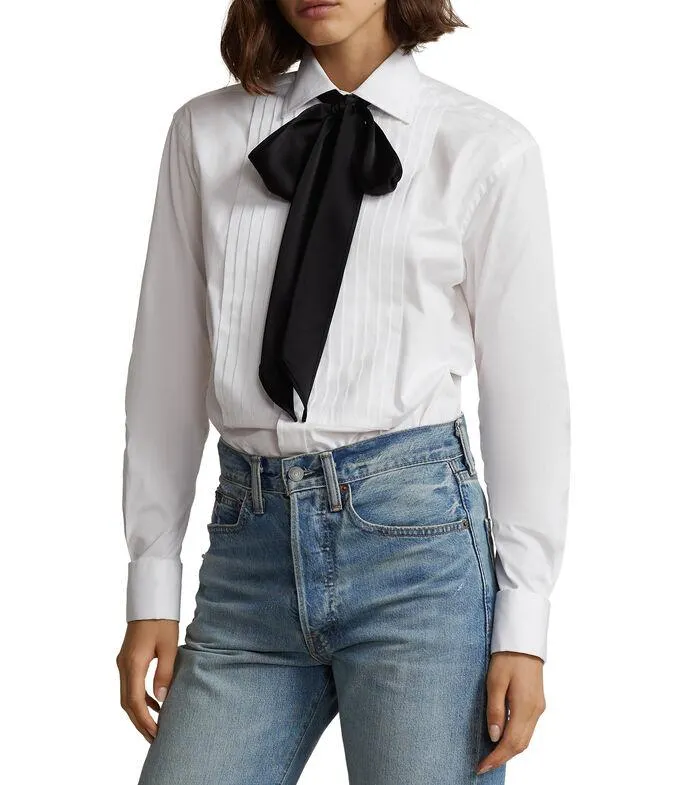 Camisa con dobladillos manga larga Mujer