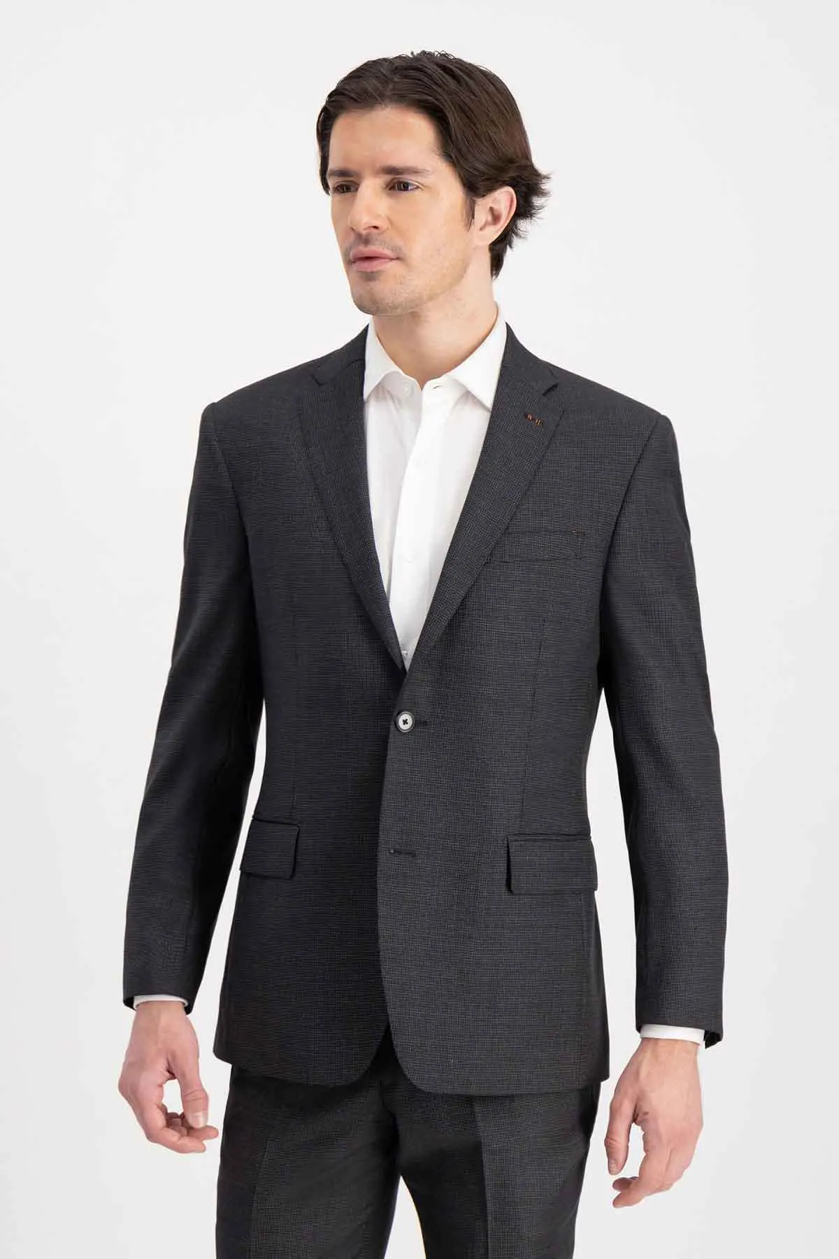 Traje Calderoni Couture Gris Oxford Regular Fit