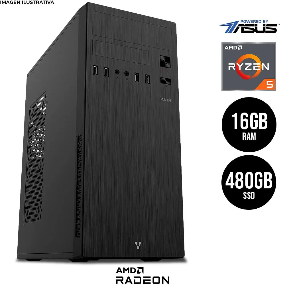 PC PRIDE PBA ASUS CSM PRO / AMD RYZEN 5 4600G / 480GB SSD / 16GB RAM / 500W / INCLUYE WIFI