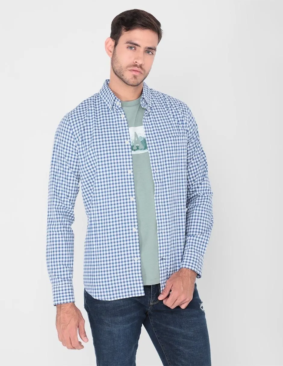 Camisa casual de algodón manga larga para hombre
