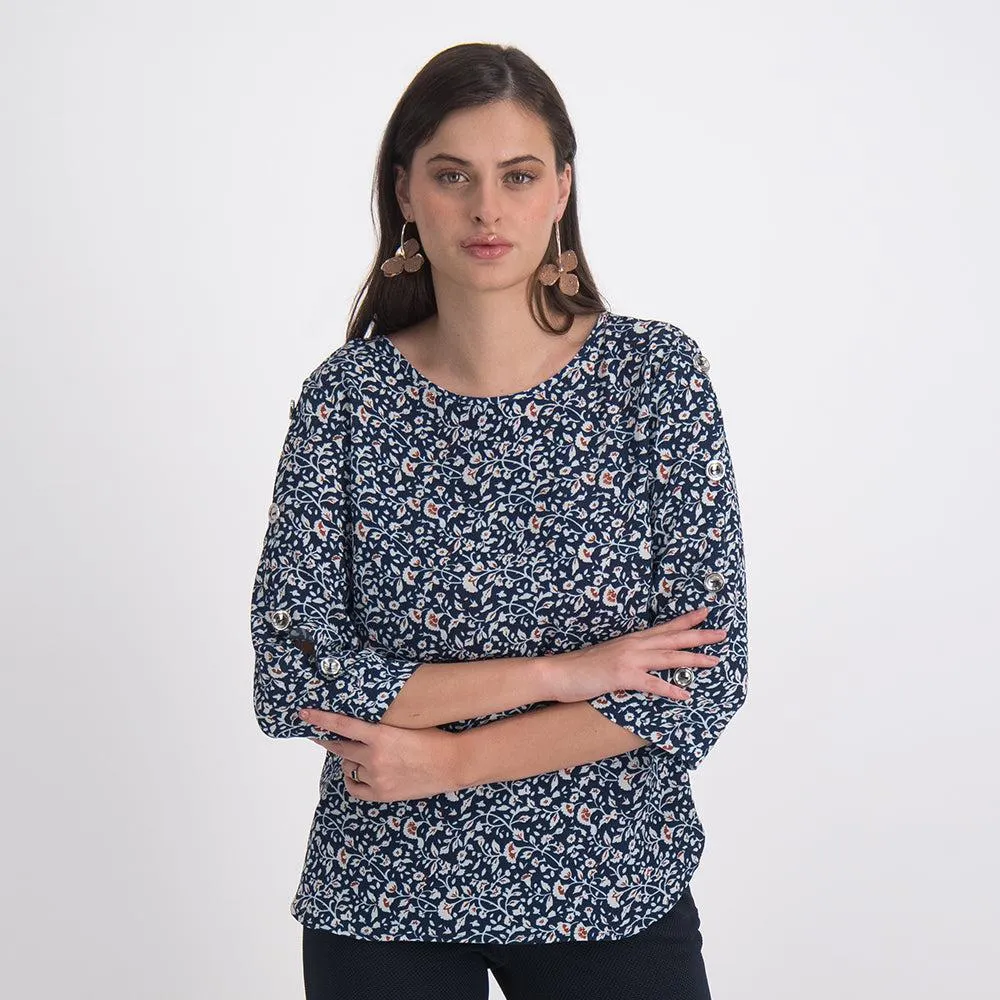 Blusa Floral Manga Larga