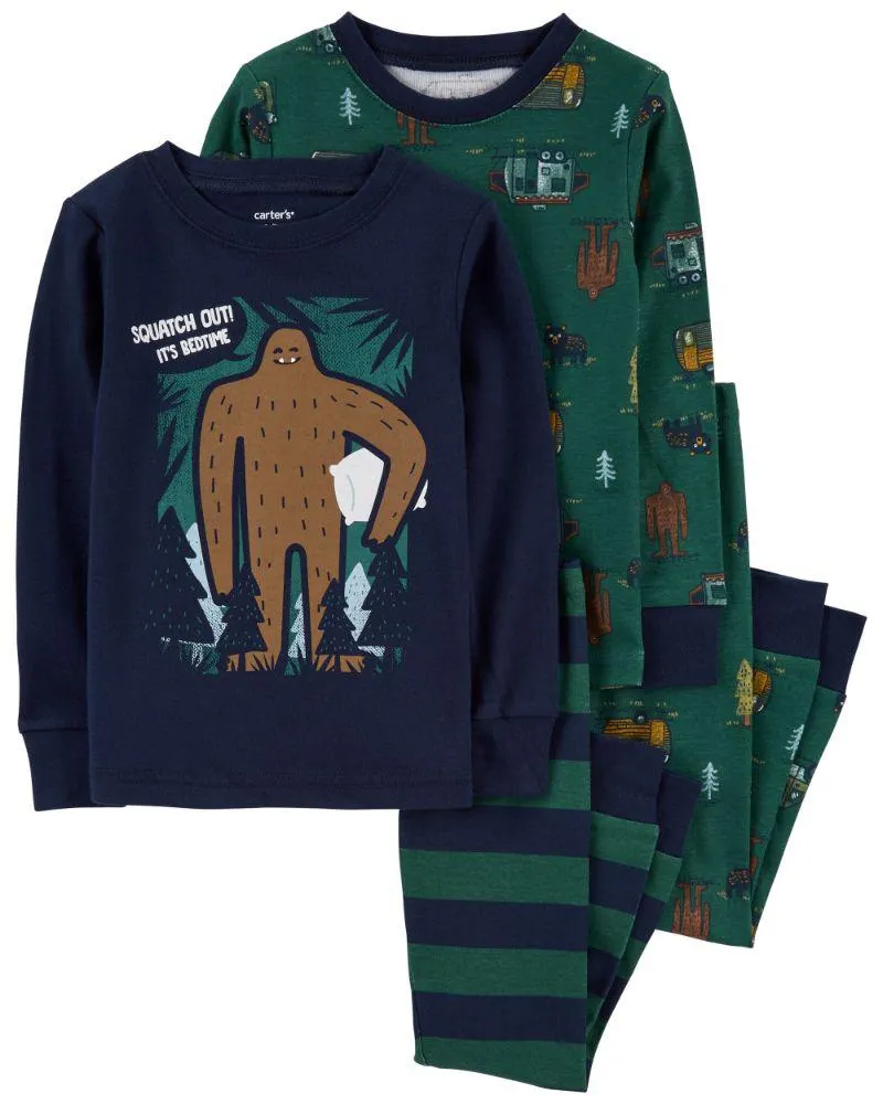 Conjunto De 4 Piezas De Pijamas De 100% Algodón De Ajuste Perfecto Con Motivos De Pie Grande Carter's