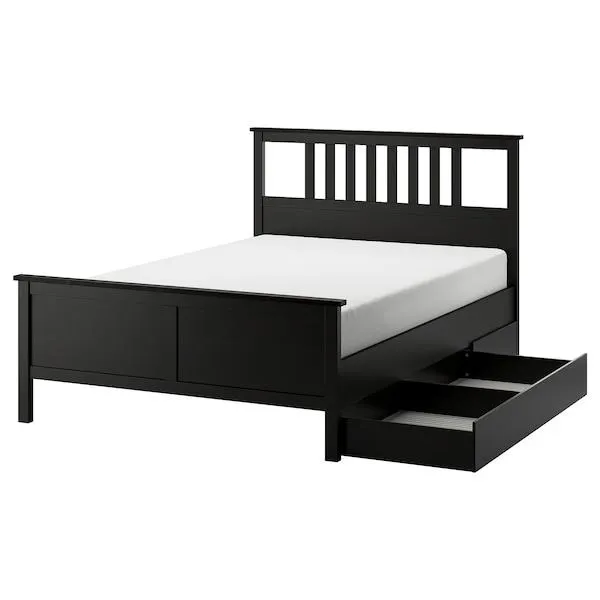 Base de cama con 2 cajones, negro-café/Luröy,