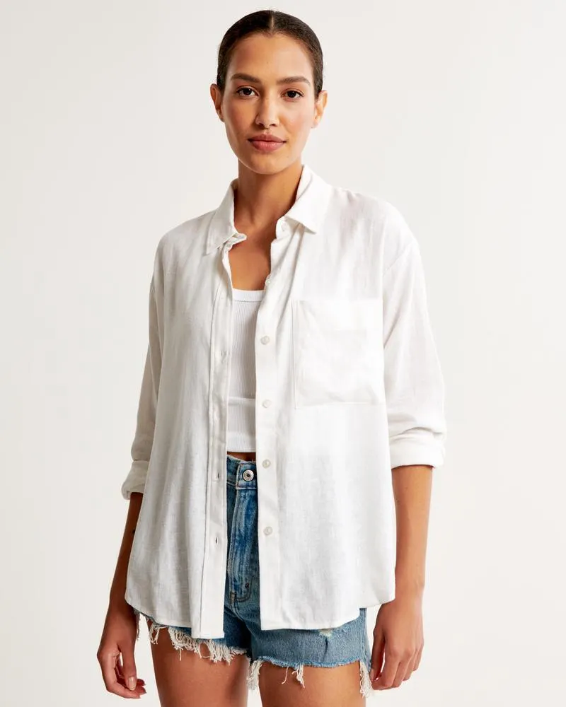 Oversized Linen-Blend Shirt