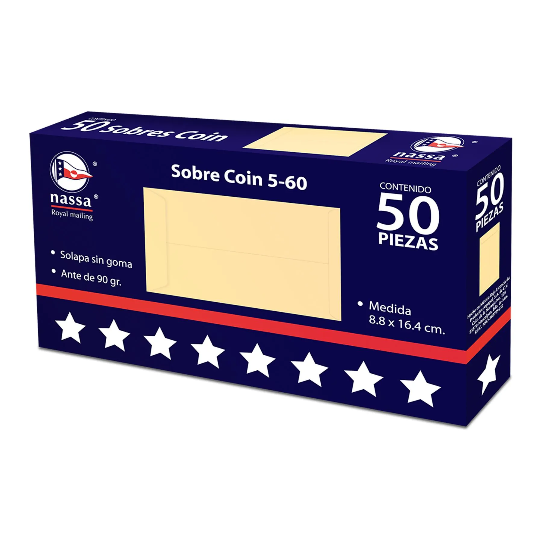 Sobre Coin Ante Nassa 5-60 IM0166 C/50 8.8 x 16.4 cm. 90 g.