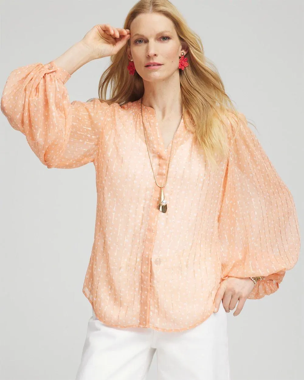 Metallic Jacquard Blouse