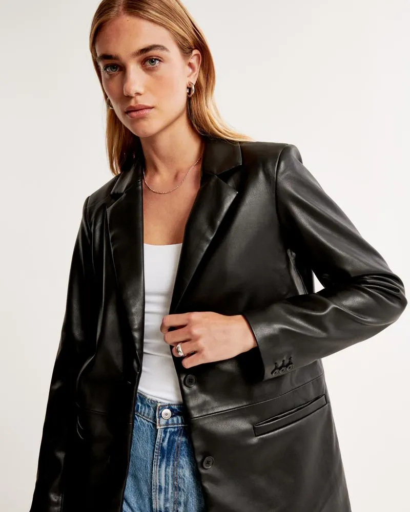 Vegan Leather Blazer