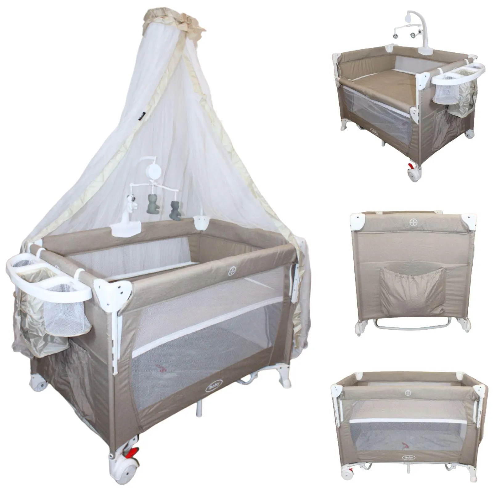 CUNA de viaje Corral Colecho MECEDORA CON PABELLÓN Rosa