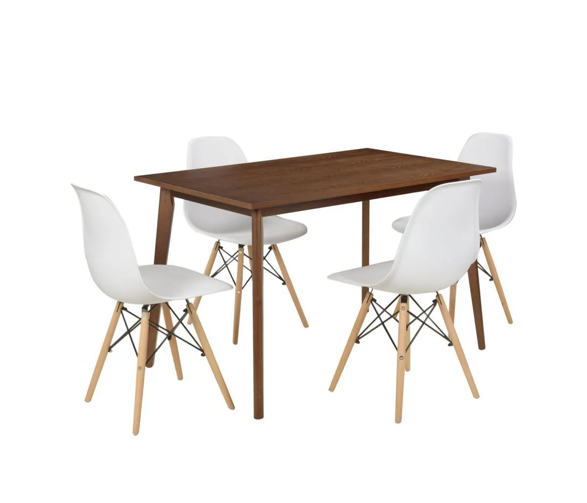 Mesa de comedor Contreras + 4 sillas replica Eames - Blanco