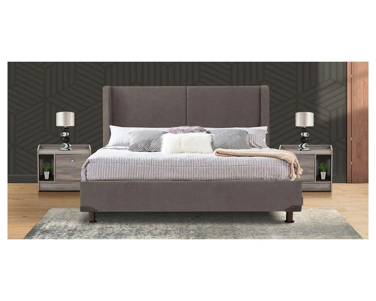 Cama Queen Size Milan Gris