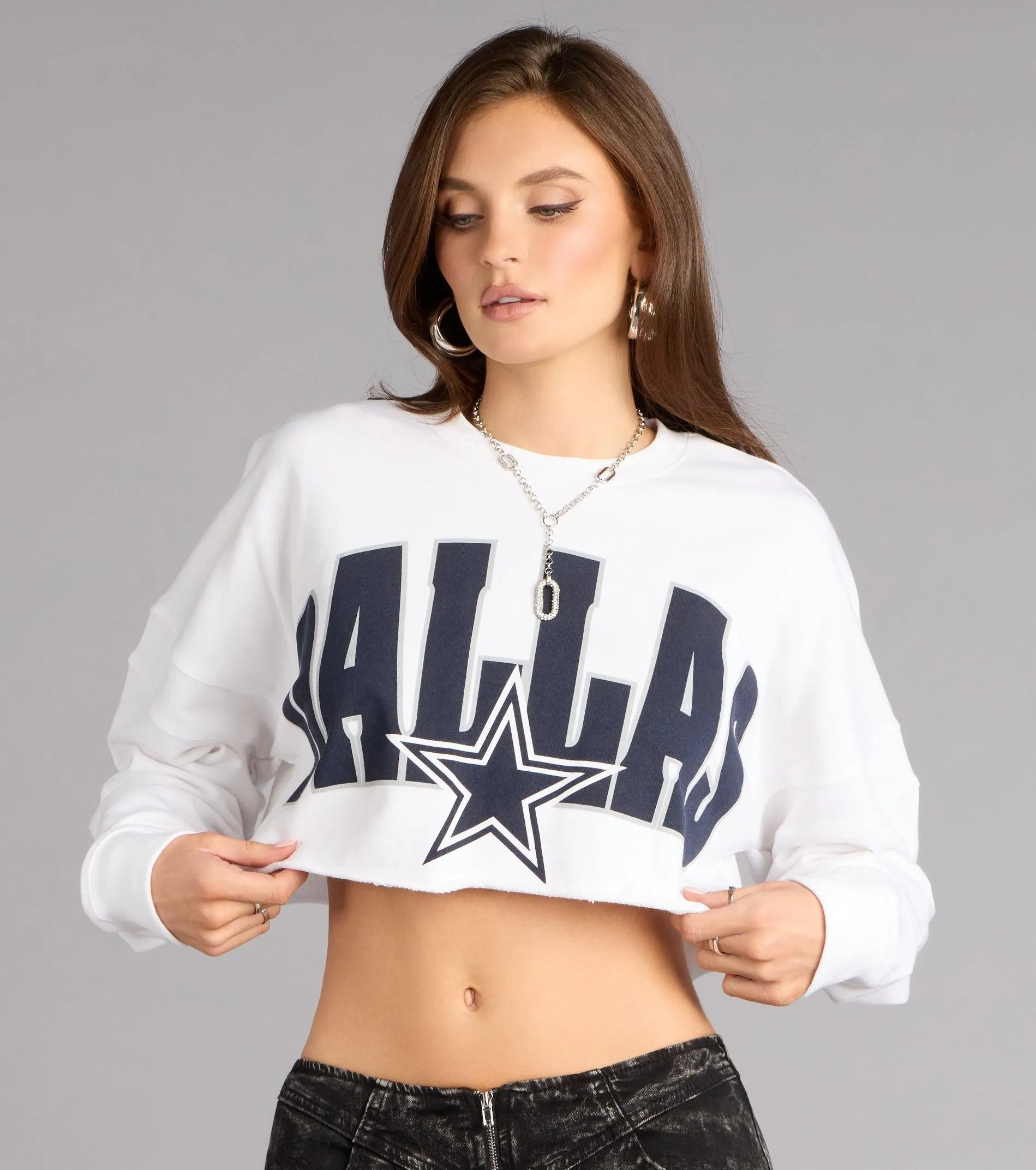 Ultra Game NFL Dallas Cowboys Crop Sweatshirt