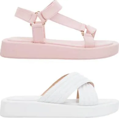 kit sandalia plana monocolor