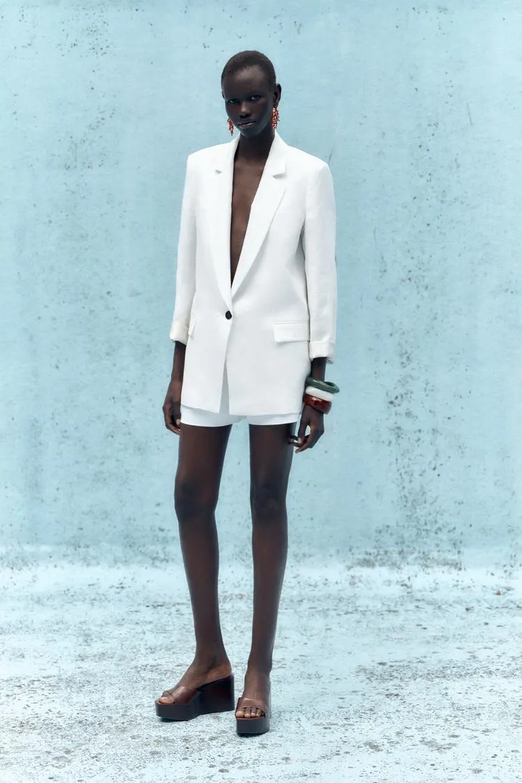 BLAZER 100% LINO PUÑO ESTAMPADO