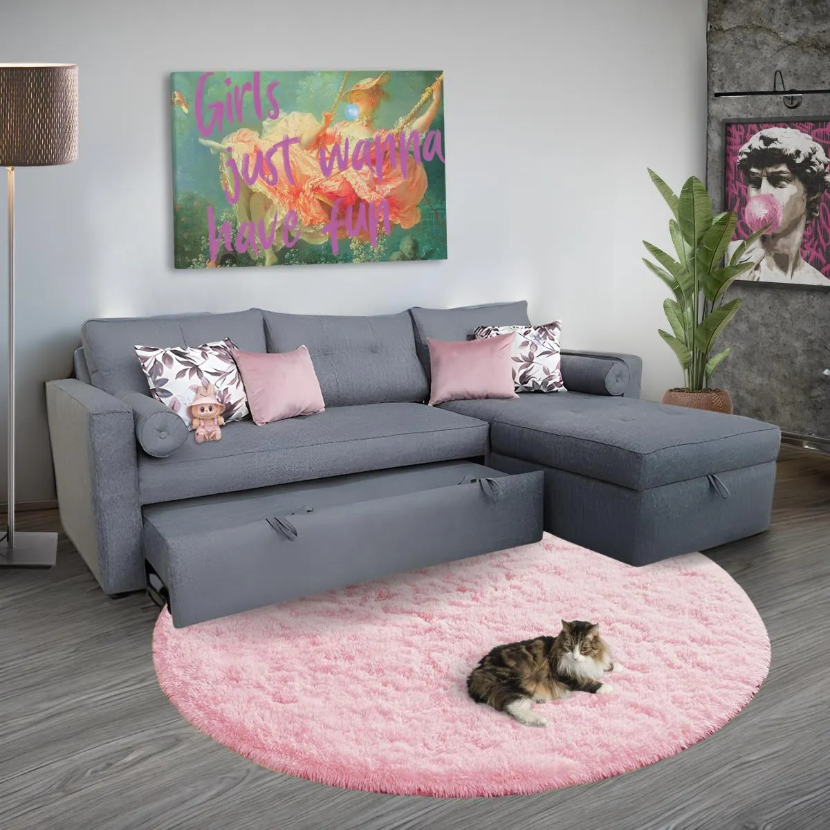 Sala Esquinera Zurich con Sofá Cama gris