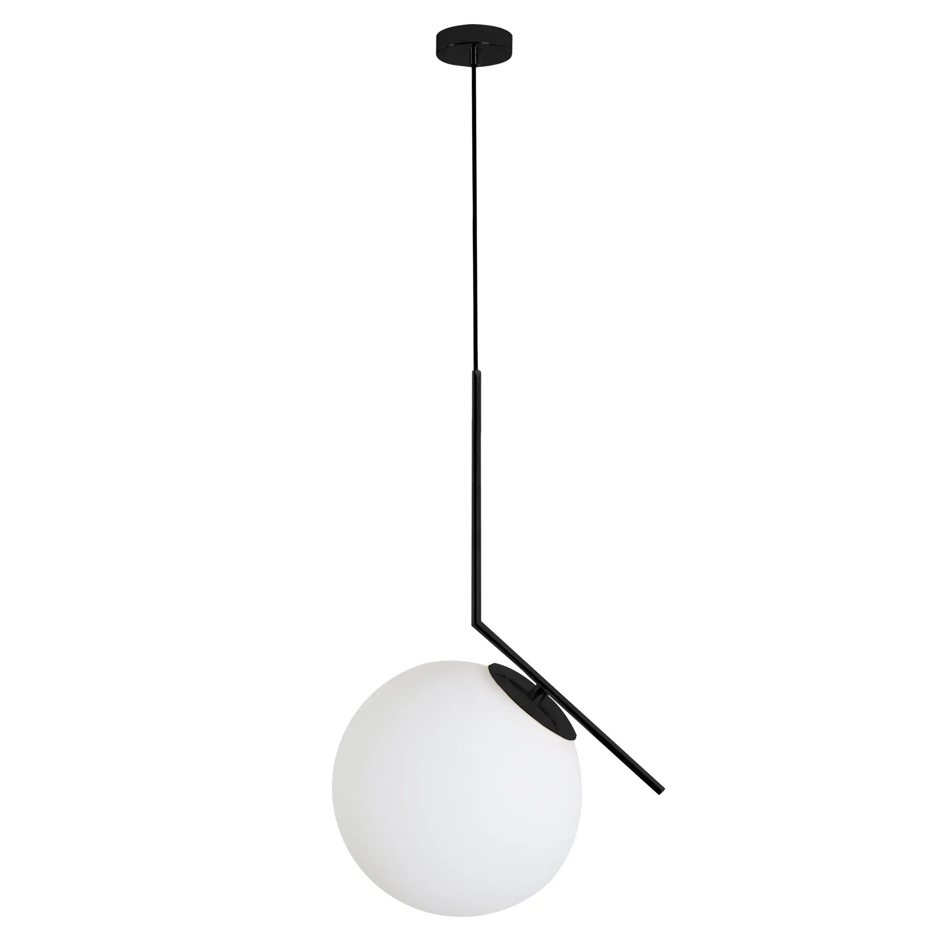 Lámpara colgante en color negro y cristal opalino