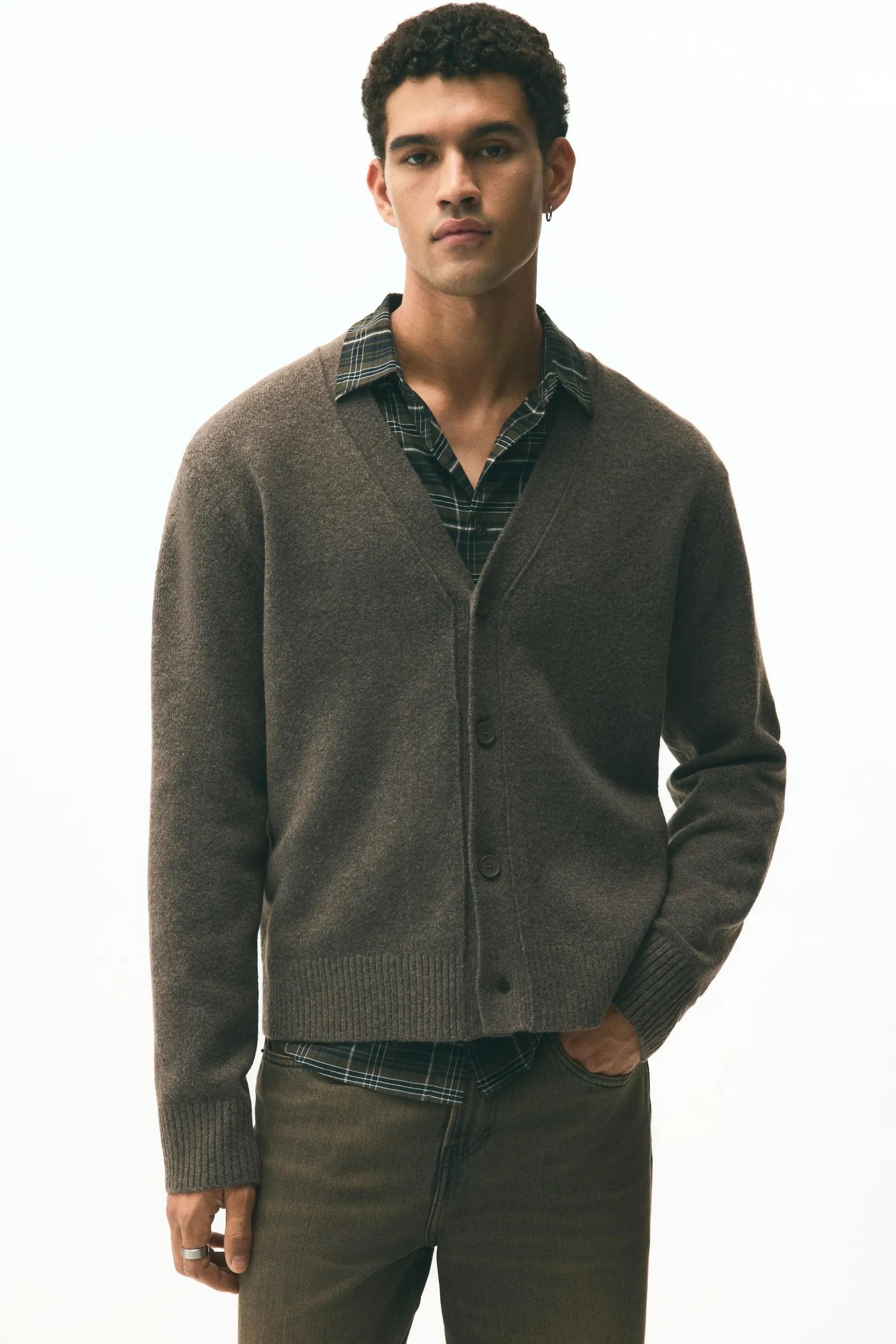Cárdigan Regular Fit con acabado peinado