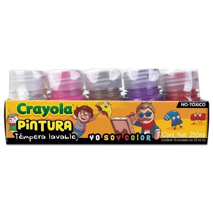 PINTURA TEMPERA CRAYOLA 54-2104 COLORES 25 ML. C/10