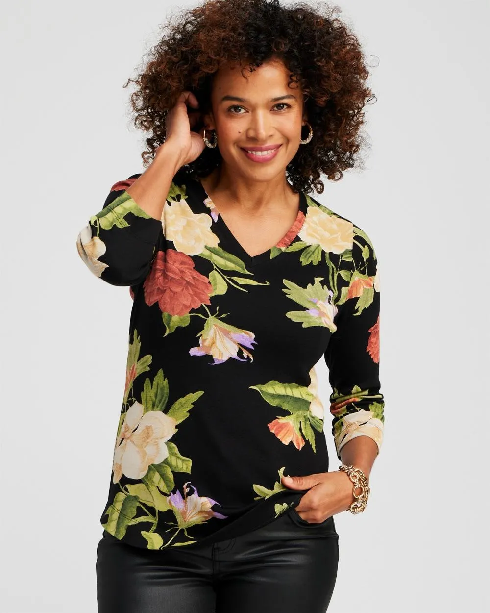 Floral 3/4 Sleeve Tee