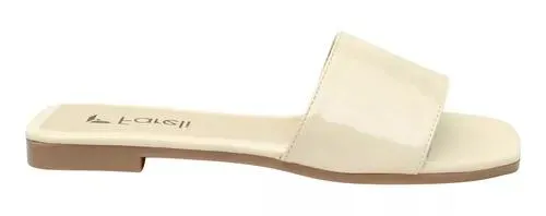 Sandalias Dama Charol Mujer De Moda Piso Luisa Beige Fareli