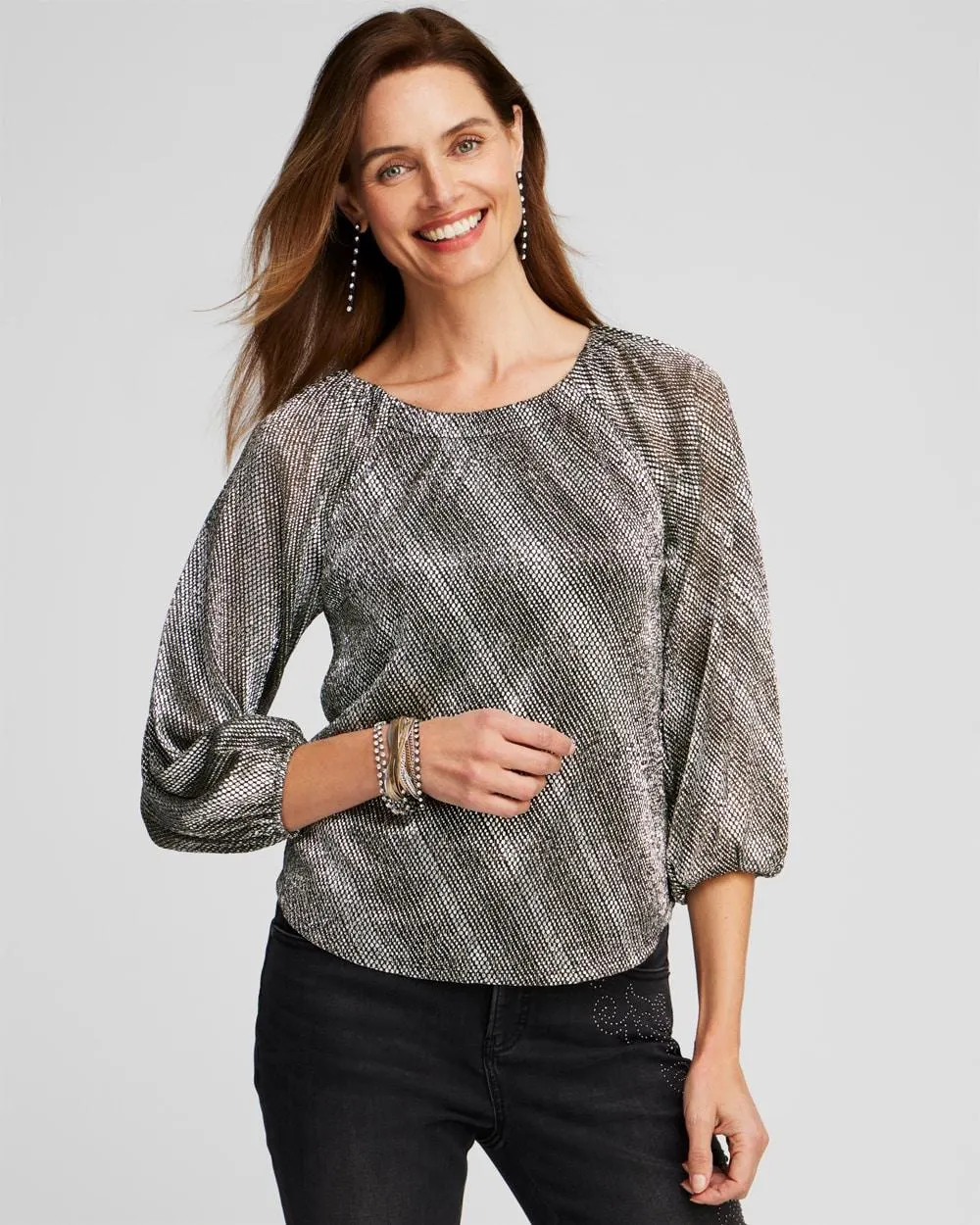 Dot Print Foil Crinkle Tee