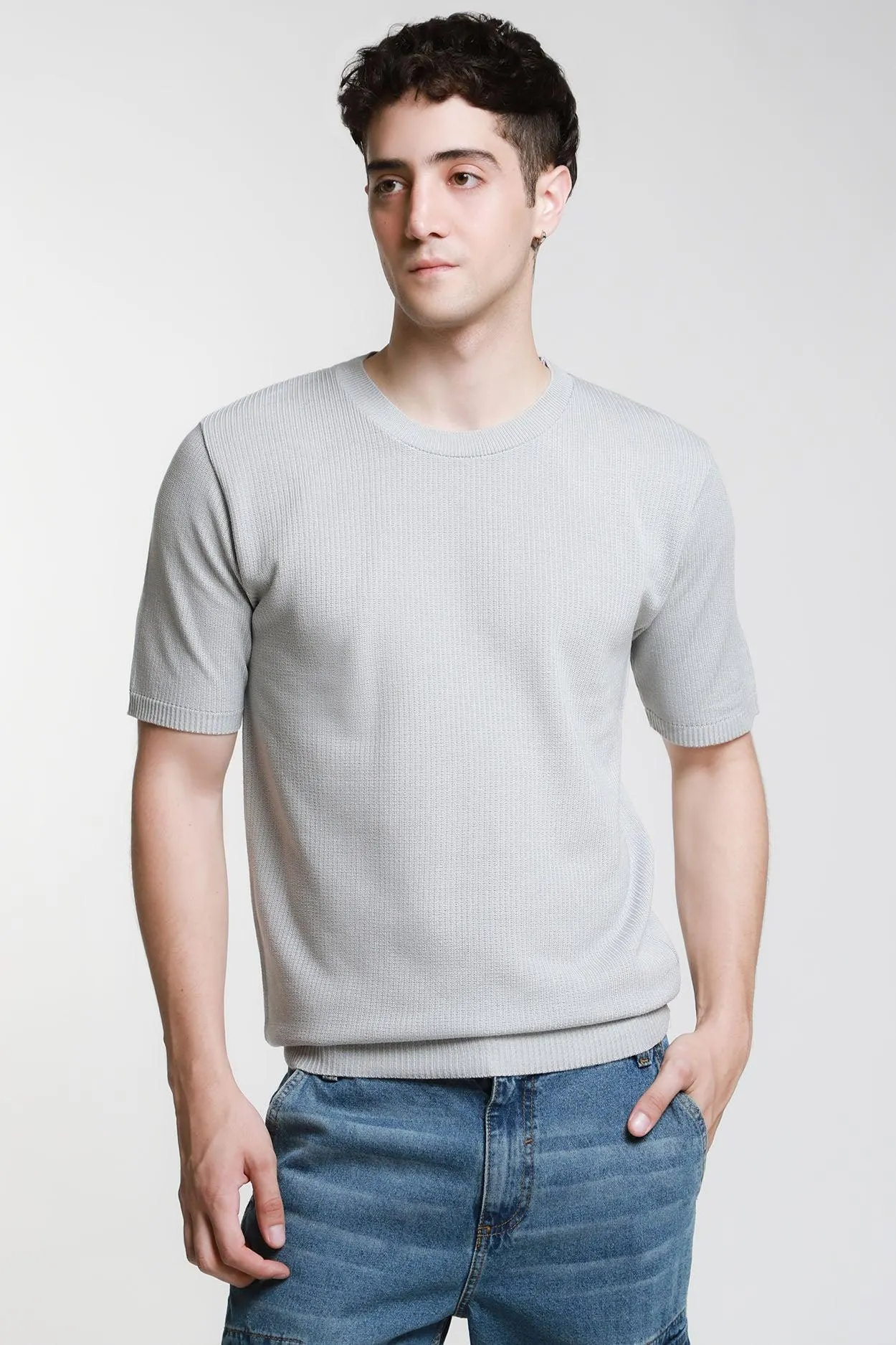 Playera Tejida Cuello Redondo