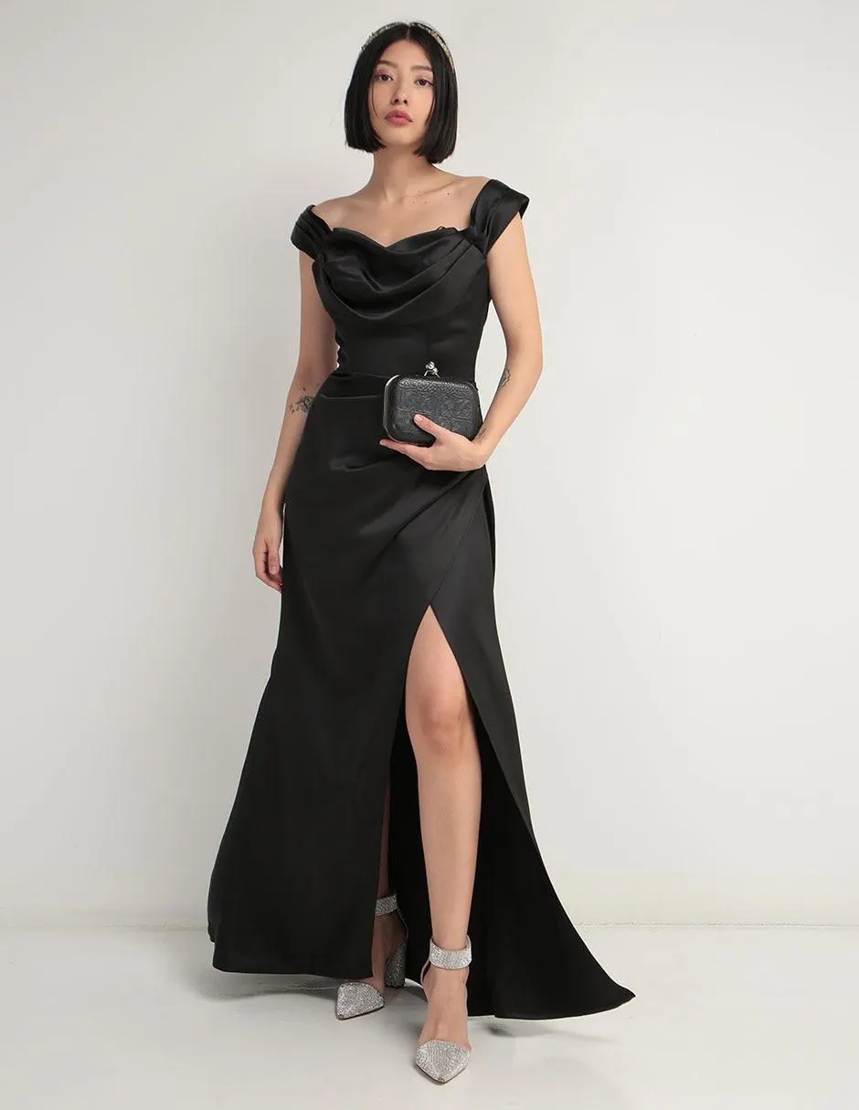 Vestido maxi de fiesta RUE by Rue de la Paix escote bardot