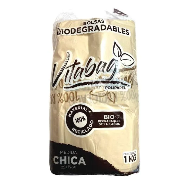 Bolsa Vitabag camiseta biodegradable polipapel chica con 150 piezas