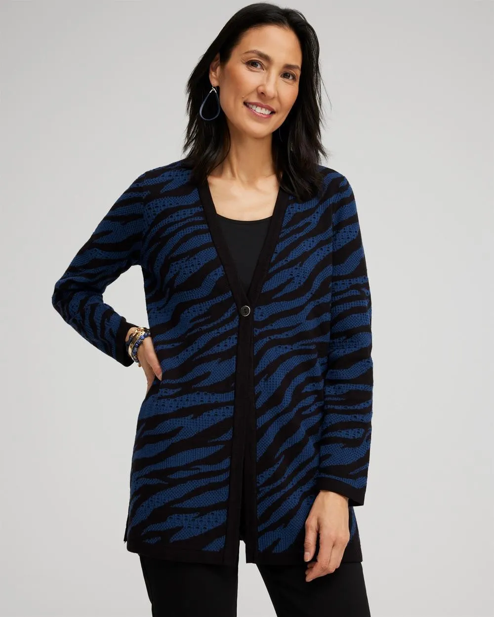 Double Knit Zebra Print Cardigan