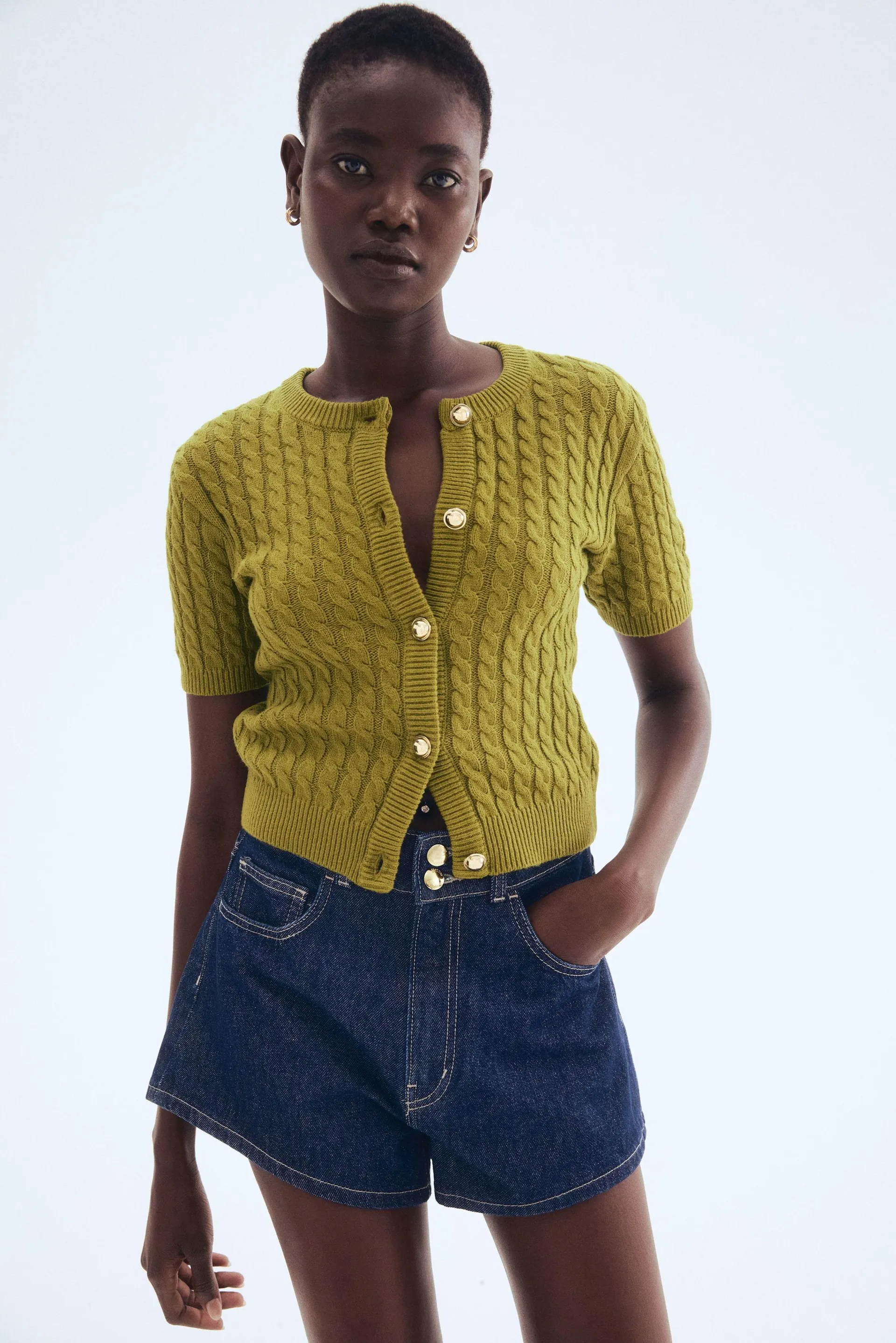 Cárdigan en tejido trenzado