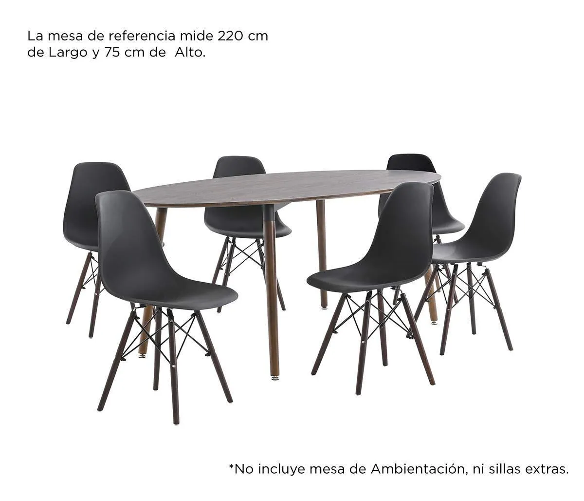 Silla réplica Eames nogal - Negro