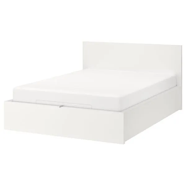 Cama con almacenamiento inferior, blanco,