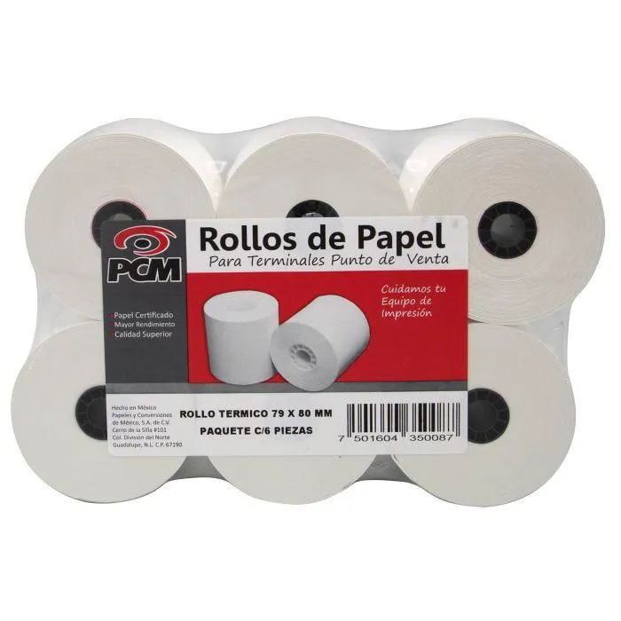 ROLLO TERMICO PCM T7980M6 79 X 80 MTS. C/6 55 GMS. C22MM