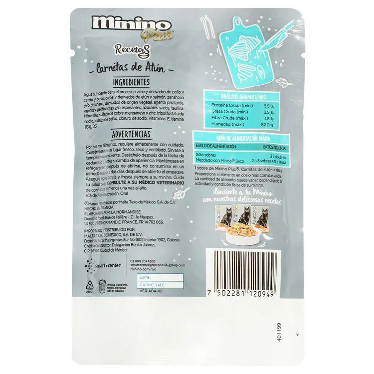 Alimento Minino Recetas 85 G Atun - Minino Plus Recetas - 1 pieza
