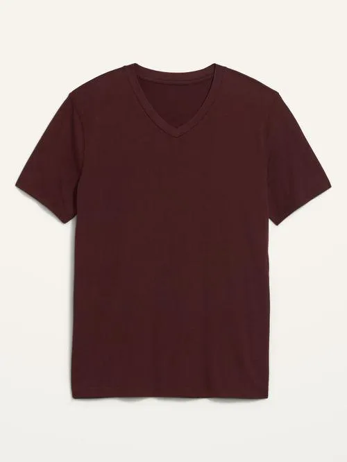 Playera de cuello en V manga corta de facil lavado Old Navy