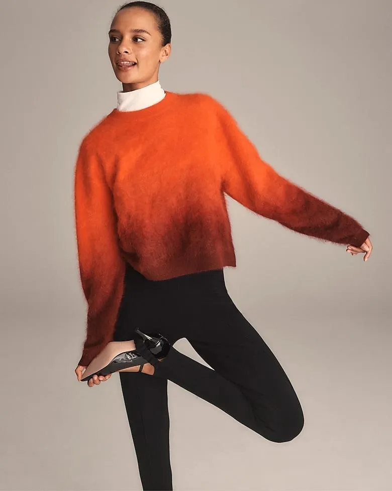 Dip-dyed brushed cashmere crewneck sweater