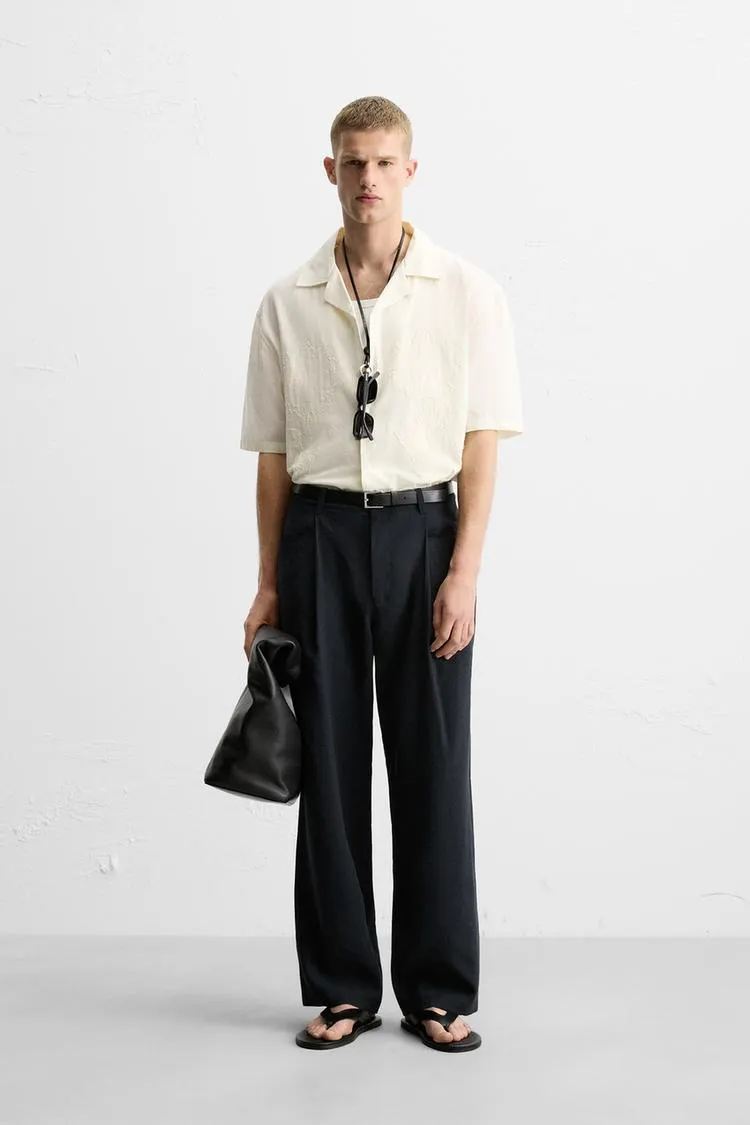 CAMISA ALGODÓN - LINO BORDADO