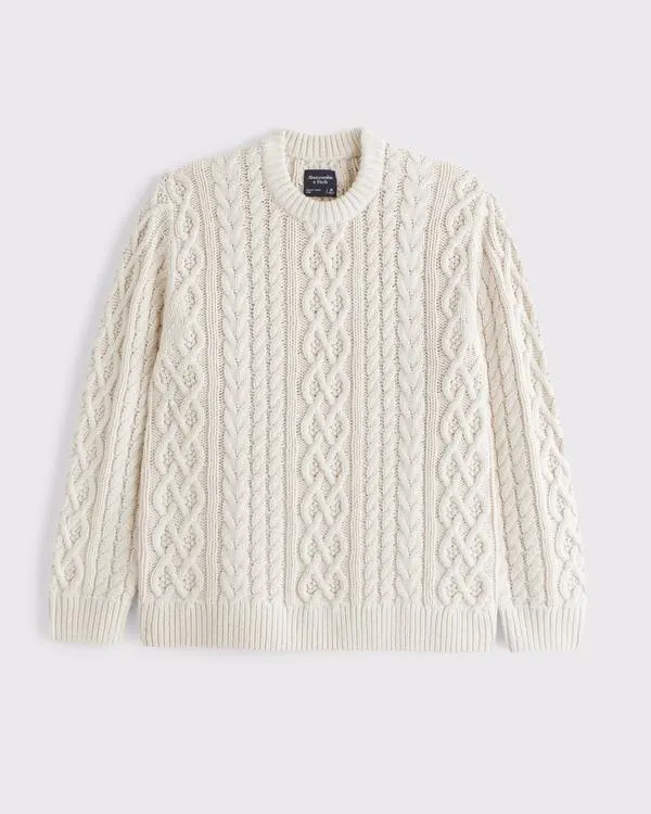 Oversized Cable Crew Sweater