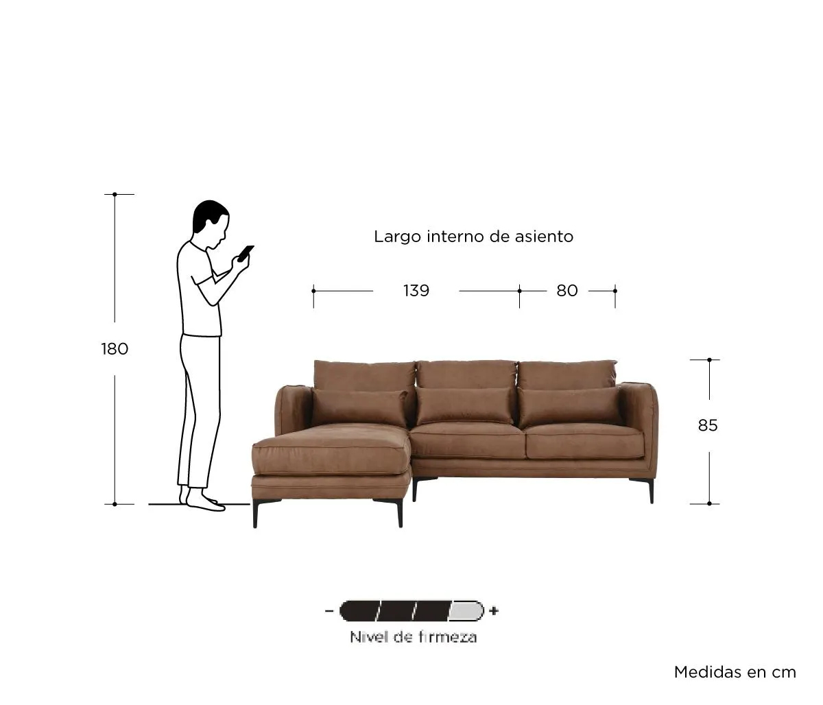 Esquinera Izquierda 3 cuerpos Marina - Café