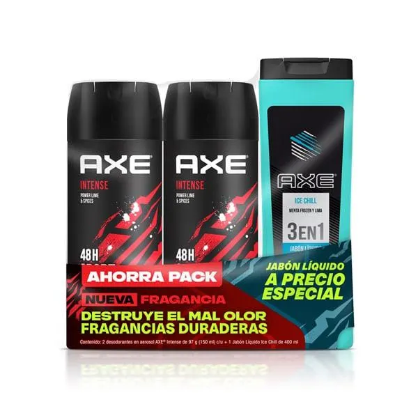 Desodorante Axe Bs Fm Intense 2 piezas de 97 g + Jabón líquido 400 ml