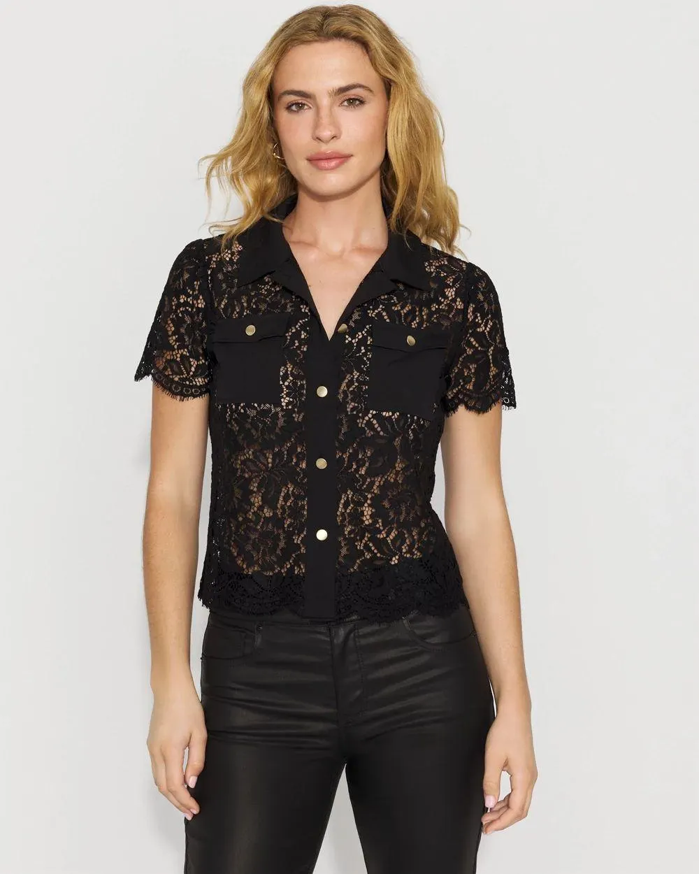 Short-Sleeve Lace Shirt