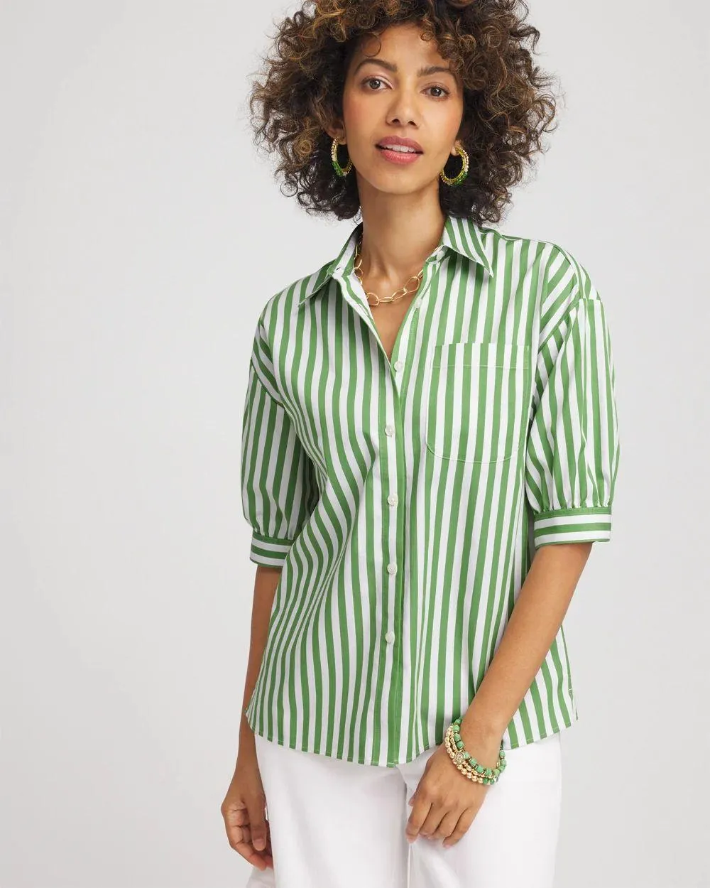 No Iron ™ Short Striped Shirt
