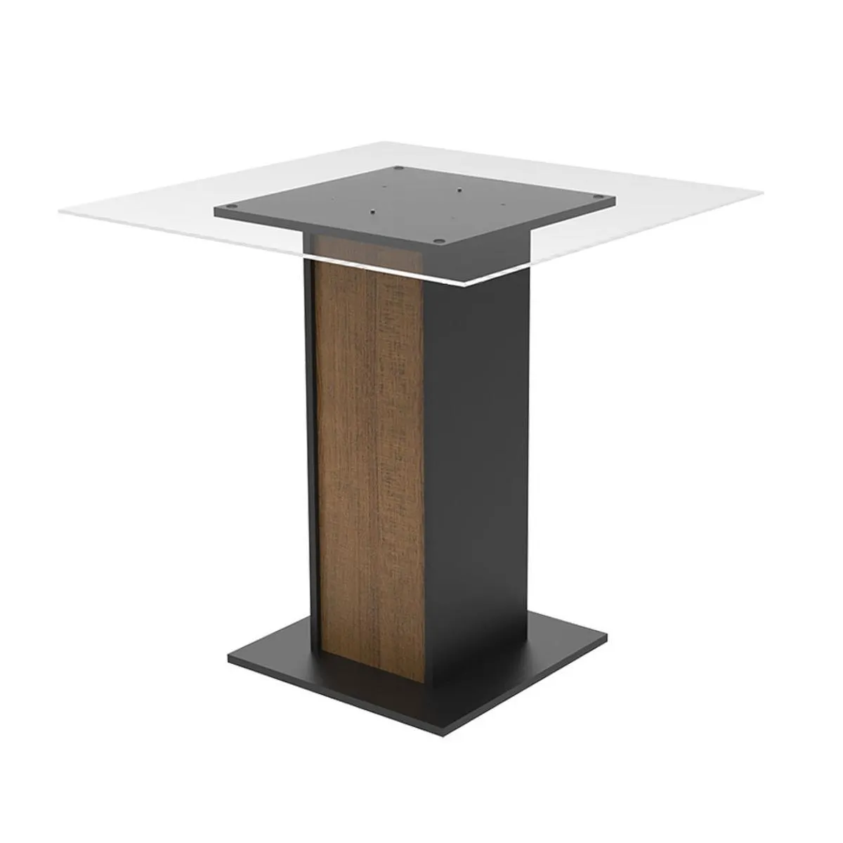 Mesa de comedor Eduardo B 80 cm con cristal - Negro