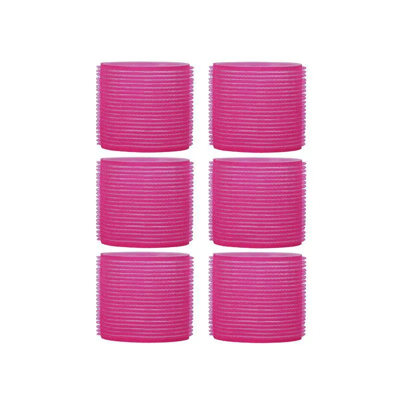 Set Tubos Para Cabello Autoadherentes Sintéticos Rosas 6.5x6.5 cm 6 Piezas