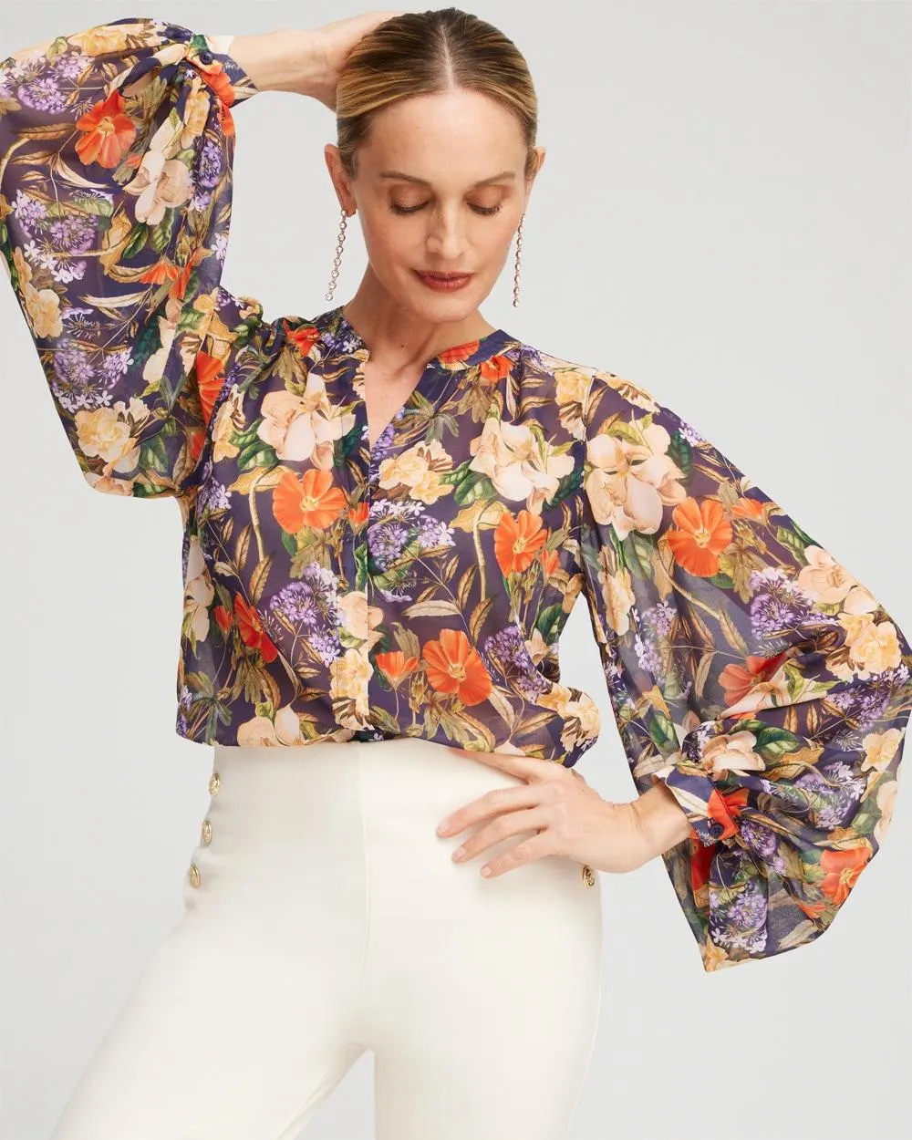 Floral Trapunto Blouse