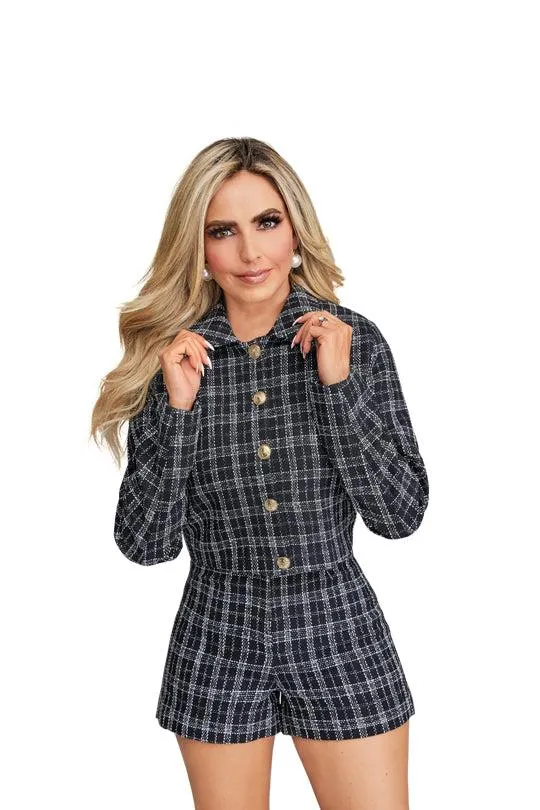 Saco negro tweed 99181